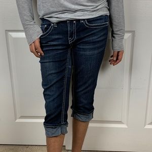 Cuffed Denim Capris